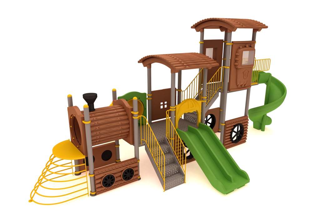 tren temalı çocuk oyun parkı